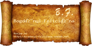 Bogdányi Feliciána névjegykártya